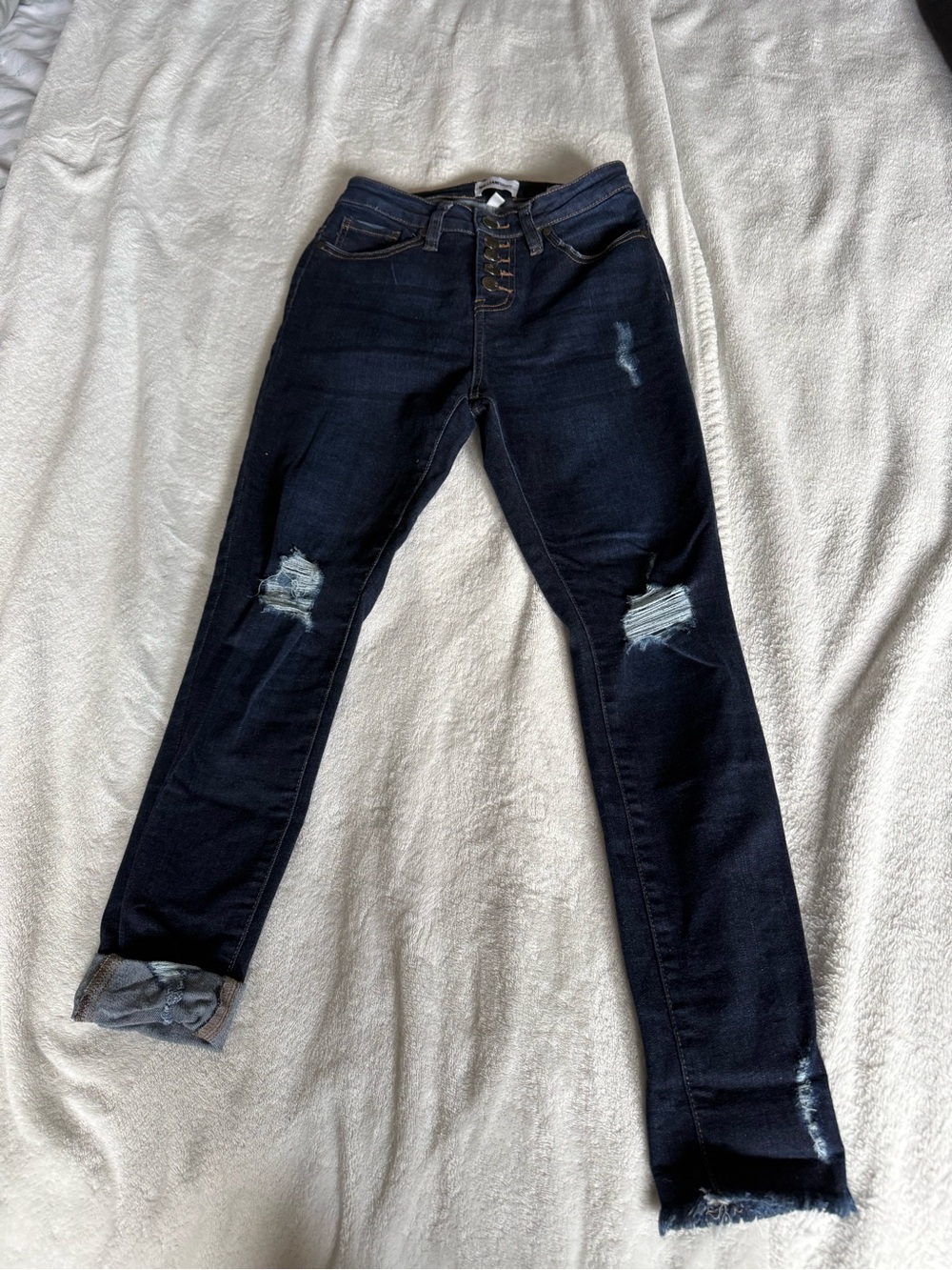 William Rast Dark Blue Ripped Skinny Jeans